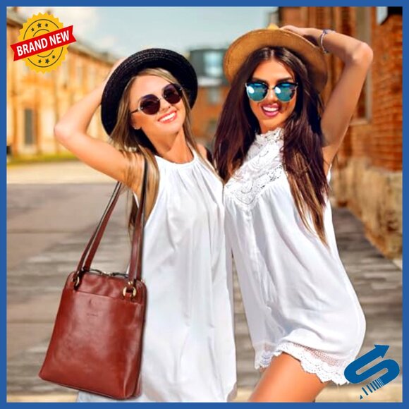 Full Grain Italian Leather Convertible Backpack Purse Small Lightweight main image 4